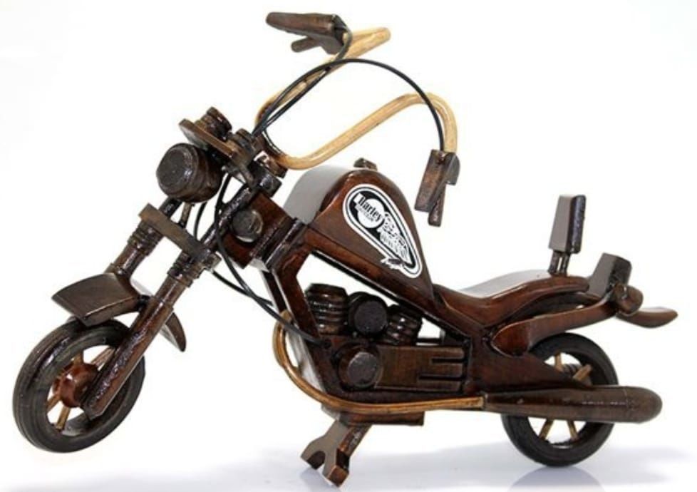 Koleksiyon Dekoratif Rustik Model Biblo Ahşap Harley Motor 32CM