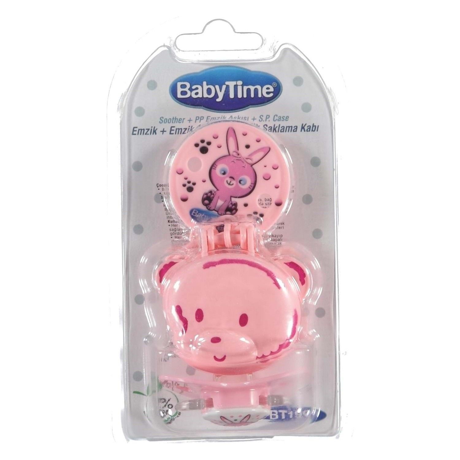 Baby Time Emzik Saklama Kabı + Emzik Askısı + Emzik PEMBE