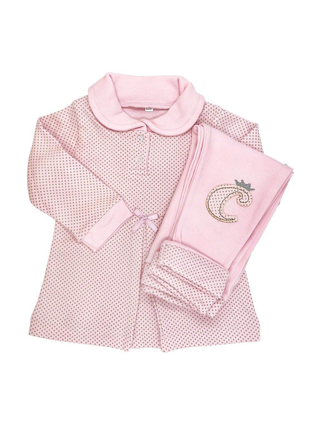 Sema Baby Puantiyeli Elbise 2'li Takım 12 Ay - Pembe