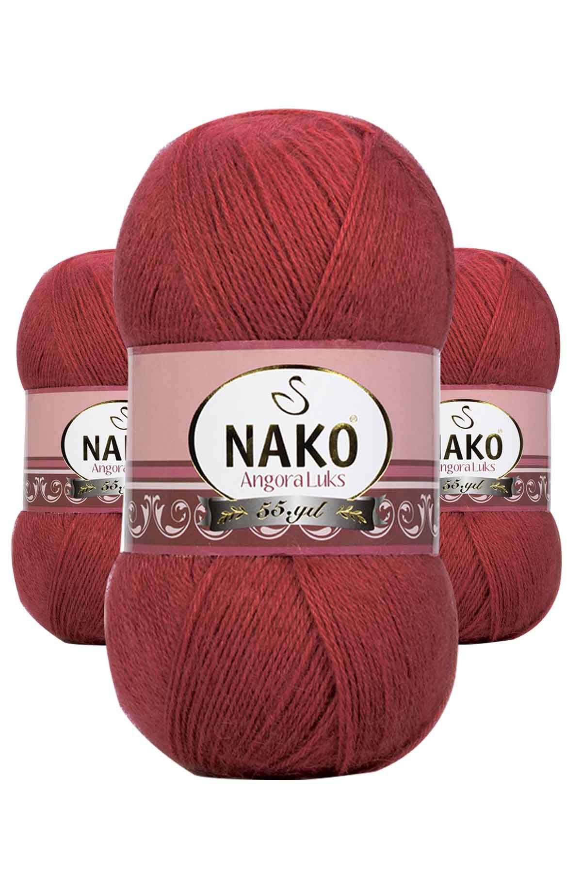 3 Adet Angora Lüks El Örgü İpi Bordo 6679
