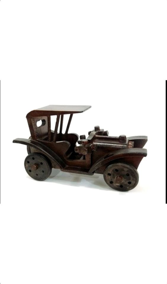 Koleksiyon Dekoratif Rustik Model Biblo Ahşap Araba 20 12CM