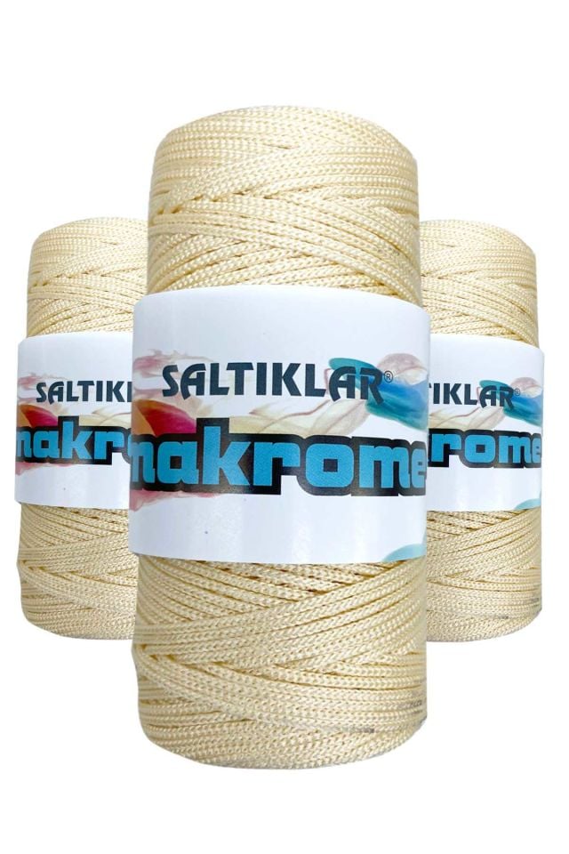 3 Adet Polyester Makrome İpi 270 Krem 100 gr