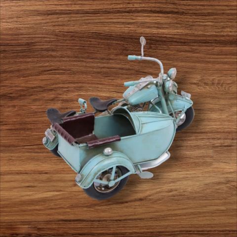 Koleksiyon Dekoratif Rustik Model Biblo Metal Kasalı Motor 20 cm