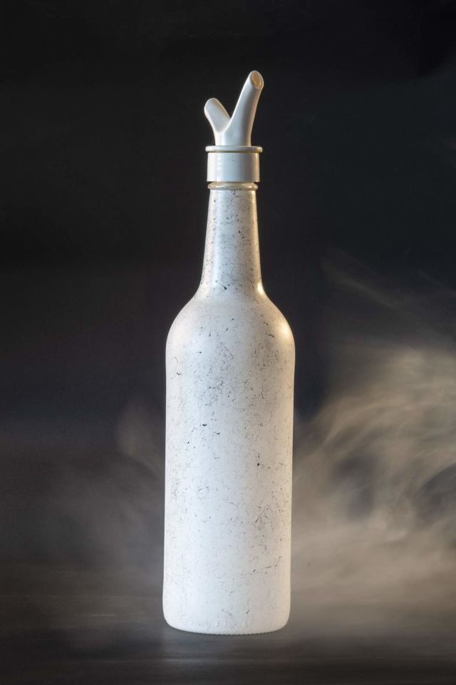 Mutfak Dekorasyonu Granit Desen Beyaz Tezgah Üstü Yağlık Sirkelik Büyük Boy Yağdanlık 750 ml
