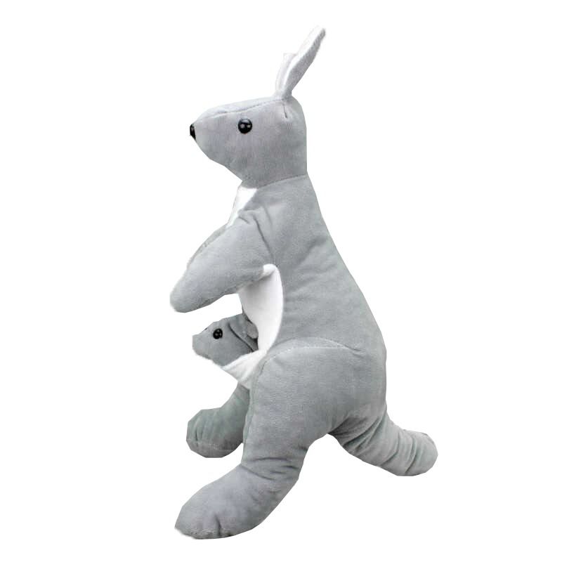 Peluş Yavrulu Kanguru 45CM Gri