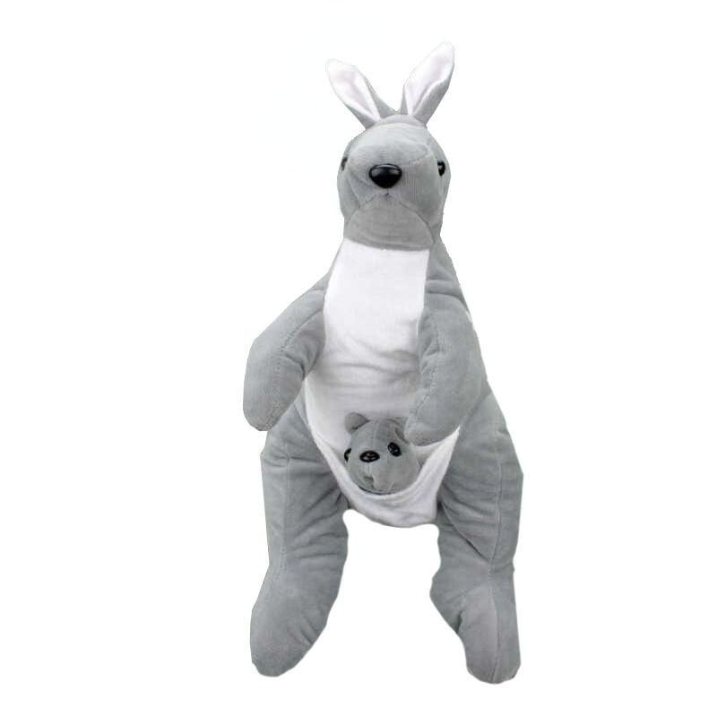 Peluş Yavrulu Kanguru 45CM Gri