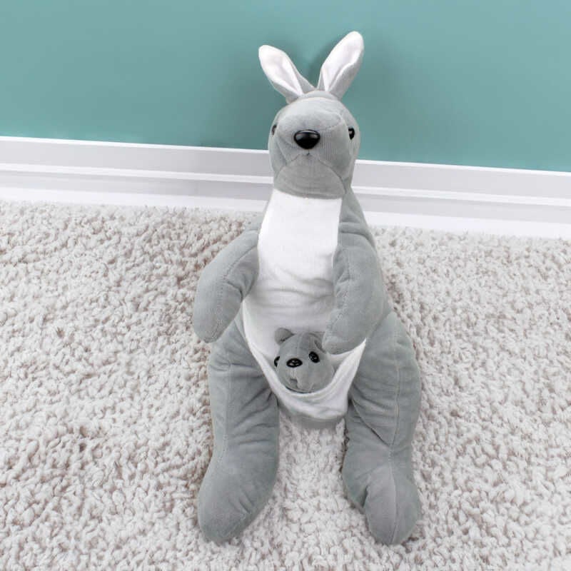 Peluş Yavrulu Kanguru 45CM Gri