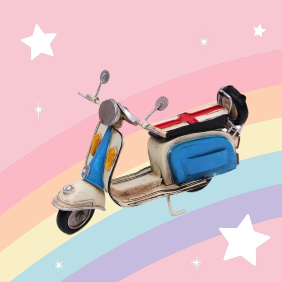 Koleksiyon Dekoratif Rustik Model Biblo Metal Scooter 17 cm