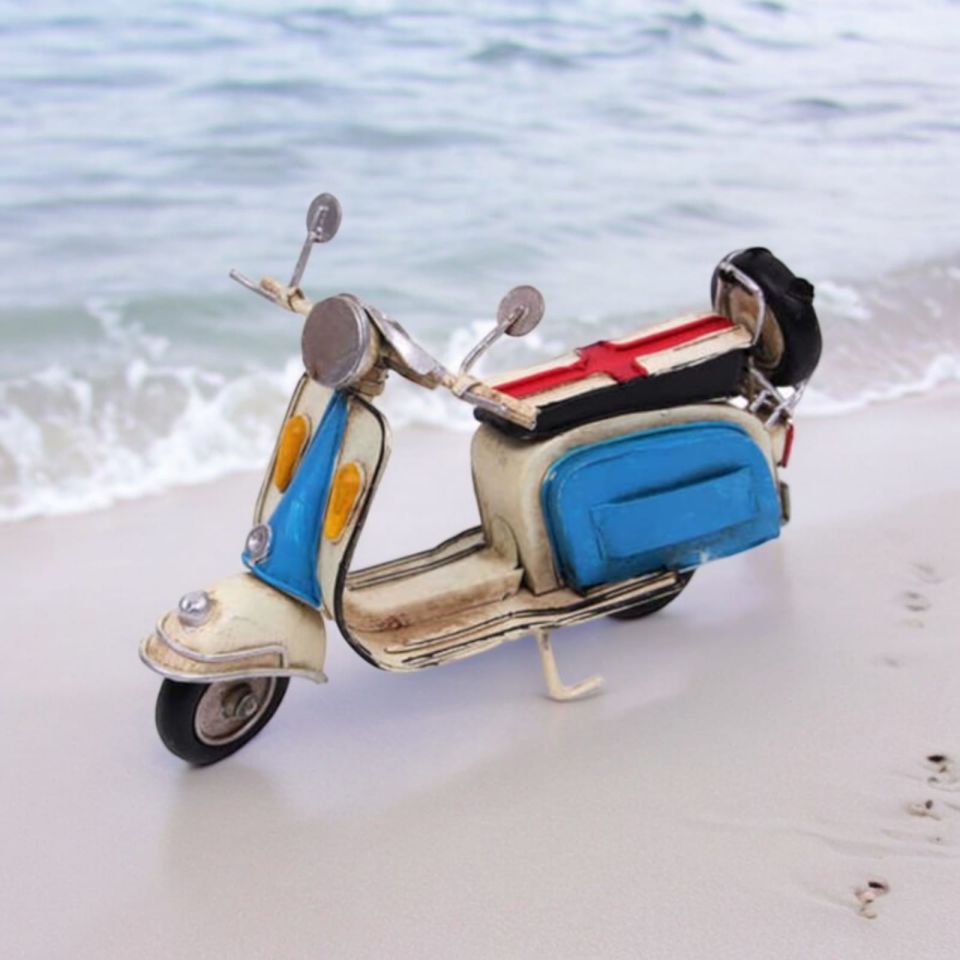 Koleksiyon Dekoratif Rustik Model Biblo Metal Scooter 17 cm