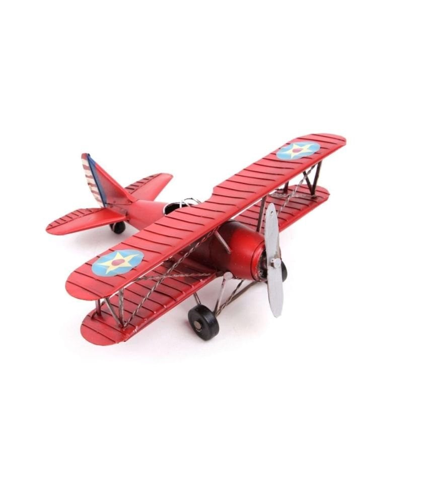 Koleksiyon Dekoratif Rustik Model Metal Uçak Biblo 15CM