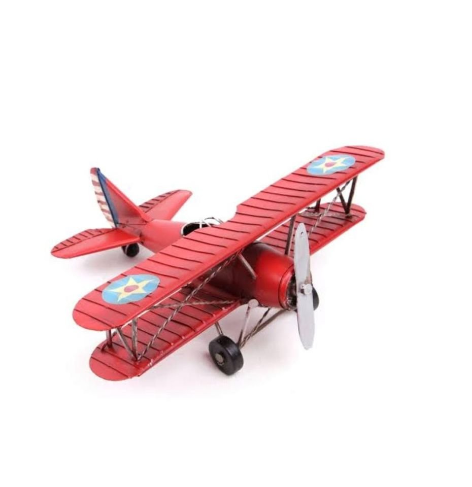 Koleksiyon Dekoratif Rustik Model Metal Uçak Biblo 15CM