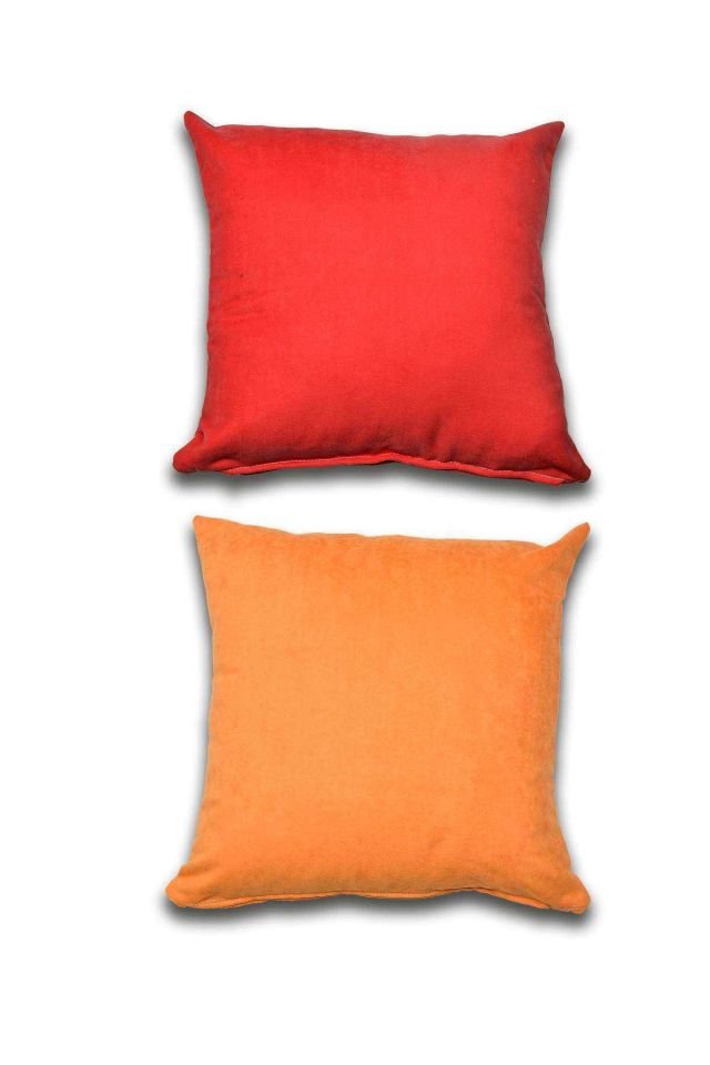 2 adet Süet Kırlent Minder Kılıfı 40X40cm Kırmızı Turuncu