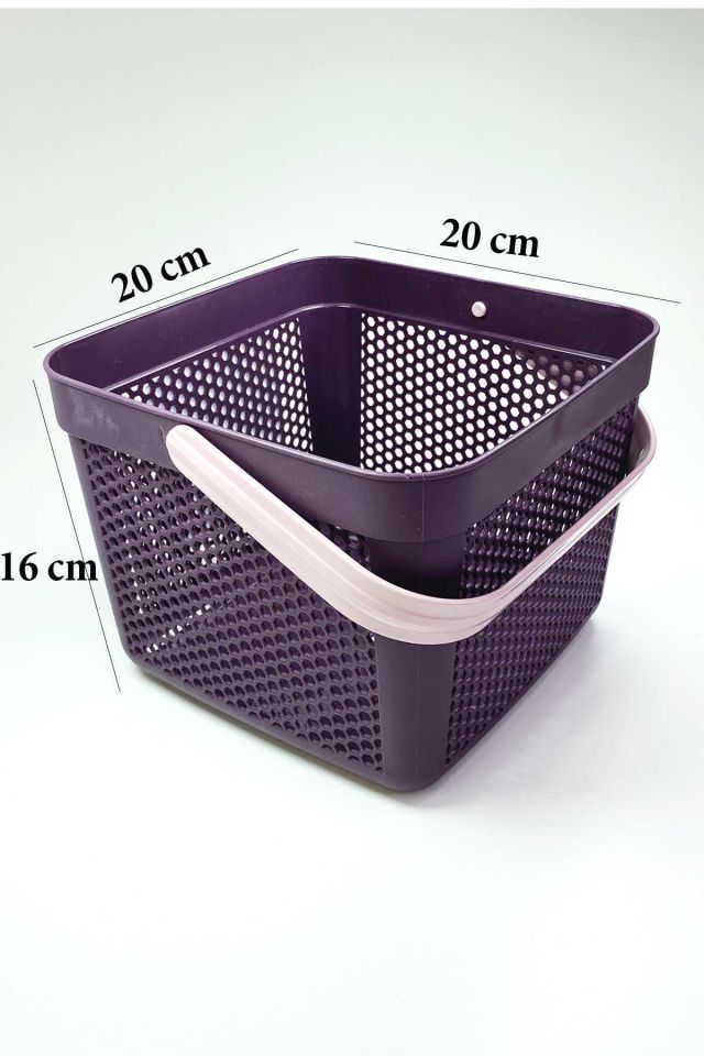 Dekoratif Çok Amaçlı Kulplu Holey Plastik Sepet 20x20x16cm