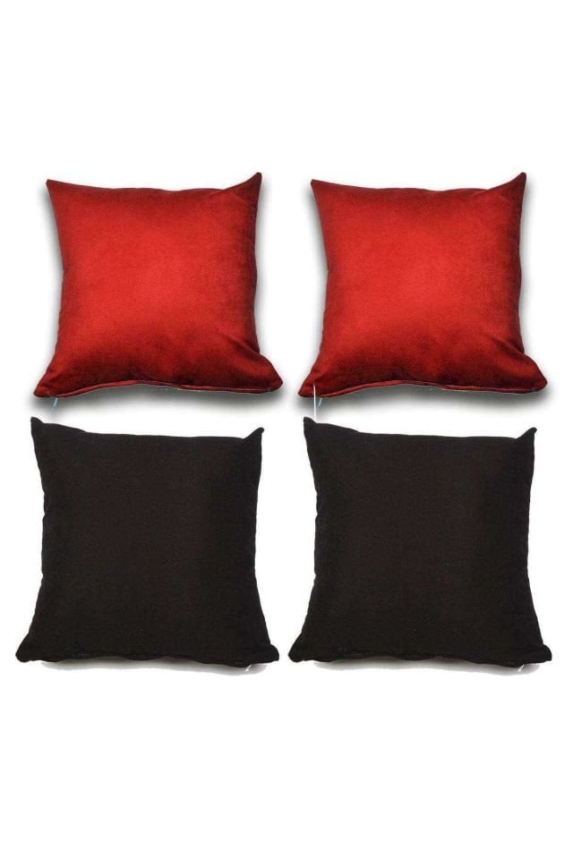 4 adet Süet Kırlent Minder Kılıfı 40X40cm Bordo Siyah