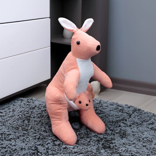 Peluş Yavrulu Kanguru 45CM Somon