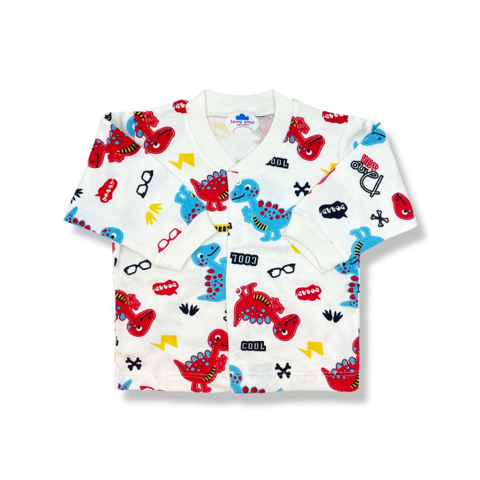 Sema Baby Sevimli Dino Bebek Pijama Takımı 3-6 Ay ( Kırmızı - Mavi )