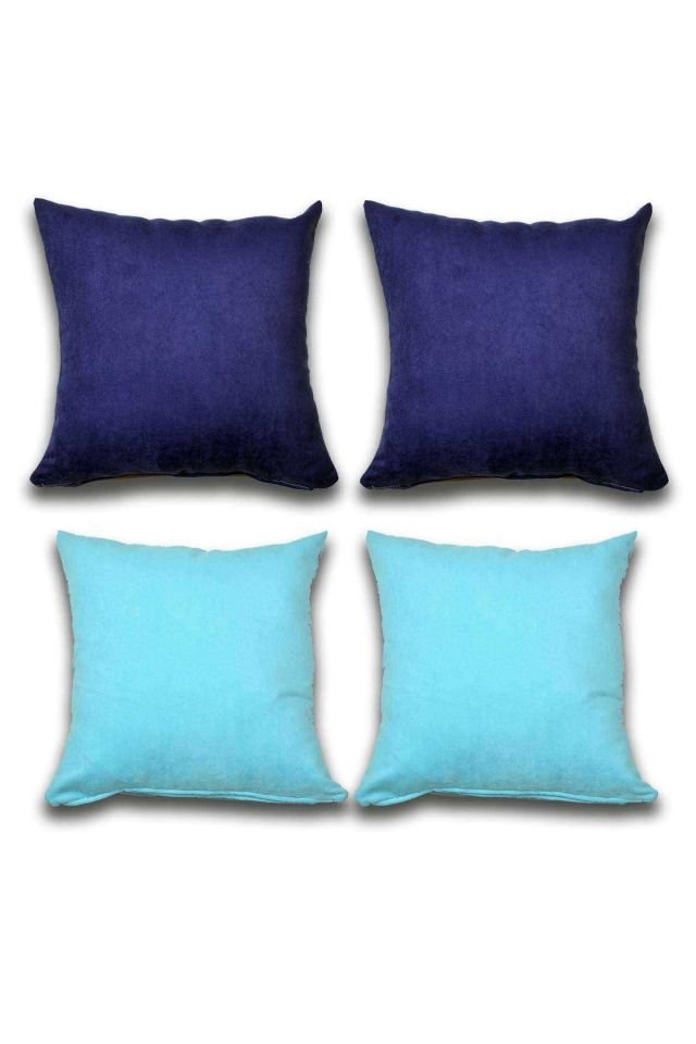 4 adet Süet Kırlent Minder Kılıfı 40X40cm Saks Mavisi Turquaz