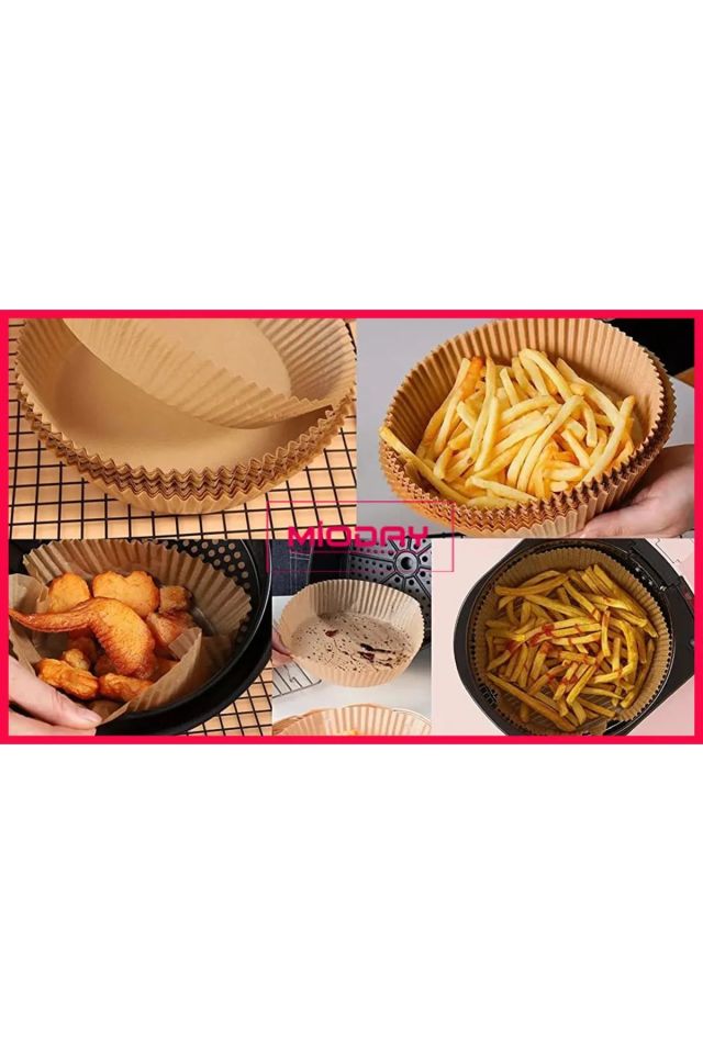 Air Fryer Pişirme Kağıdı 50 Adet Hava Fritözü yuvarlak Model Pişirme Kağıdı Airfryer Yağsız Fritöz