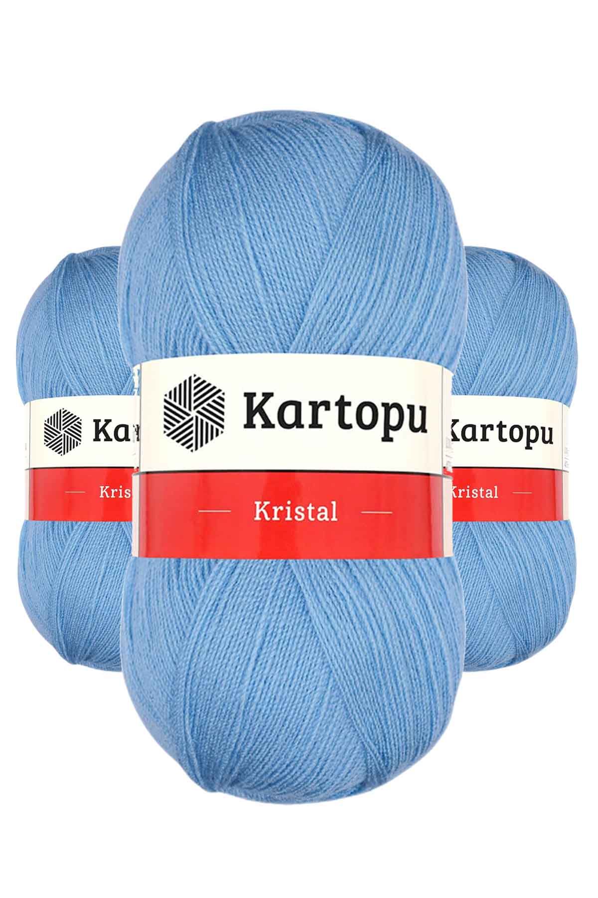 3 Adet Kristal Çift Katlı El Örgü Lif İpi Bebe Mavi K540