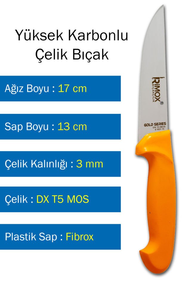 Gold Serisi Kasap ve Ev Mutfak Bıçağı Yüksek Karbonlu Çelik Kasap No:2