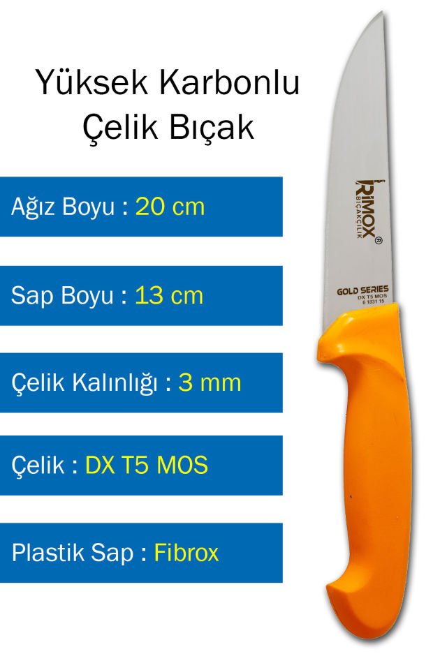 Gold Serisi Kasap ve Ev Mutfak Bıçağı Yüksek Karbonlu Çelik Kasap No:4