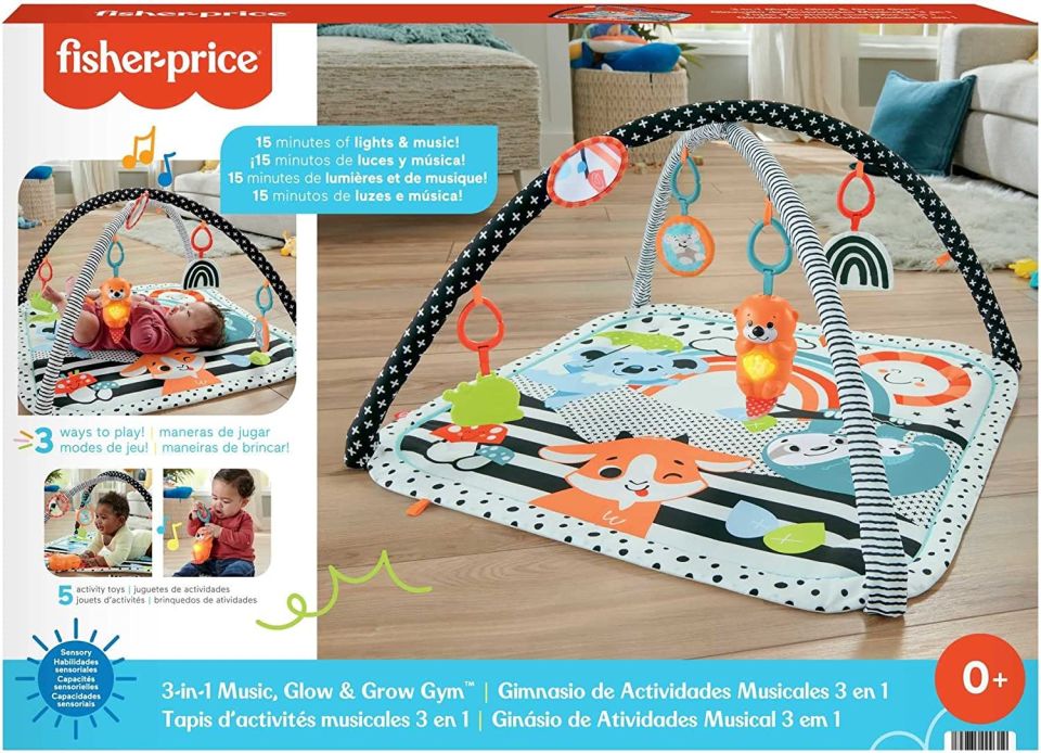 Fisher Price Neşeli Hayvanlar 3'ü 1 Arada Jimnastik Merkezi Oyun Halısı
