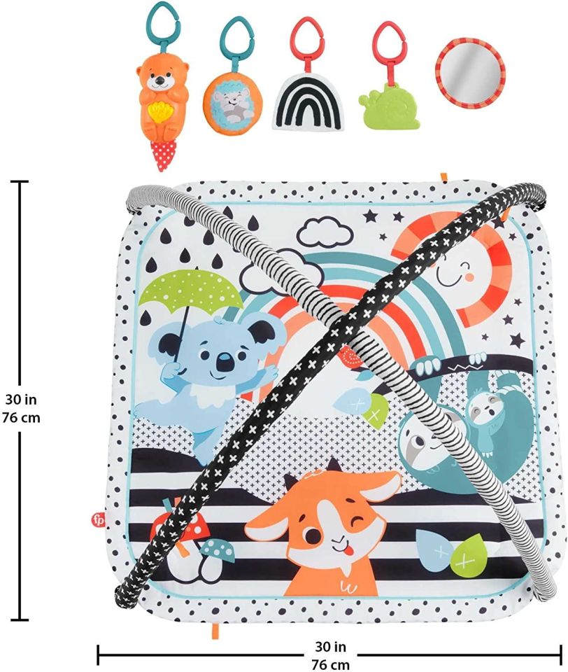 Fisher Price Neşeli Hayvanlar 3'ü 1 Arada Jimnastik Merkezi Oyun Halısı