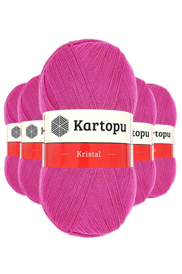 5 Adet Kristal Çift Katlı El Örgü Lif İpi Fuşya K440