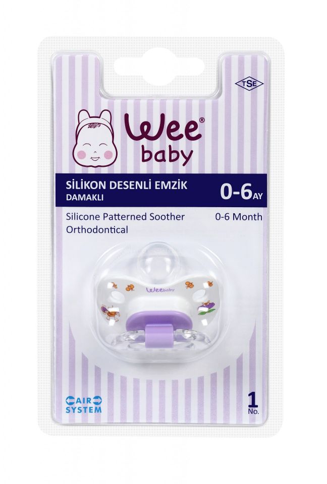 Wee Baby Silikon Desenli Damaklı Emzik No:1(Askılı)