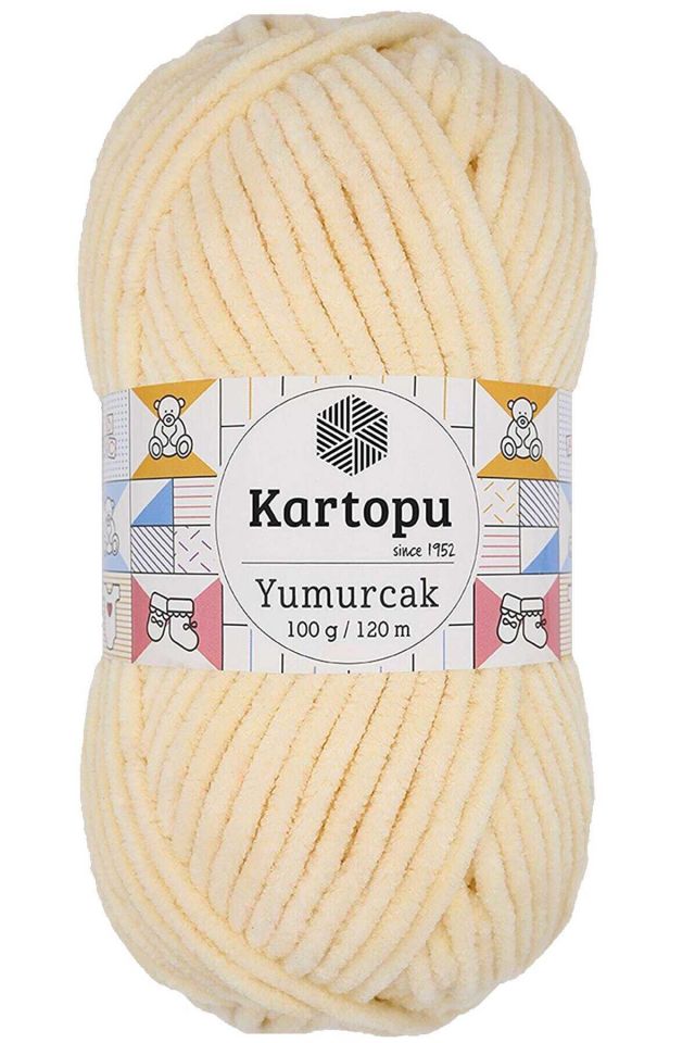 Yumurcak Kadife El Örgü İpi Koyu Krem K349