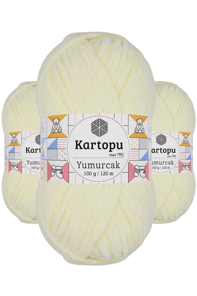 3 Adet Yumurcak Kadife El Örgü İpi Krem K335