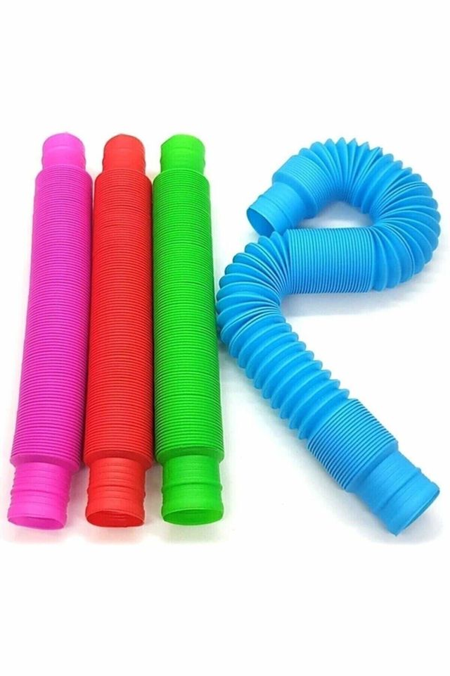 6'lı Uzayan Renkli Hortum Oyuncak Popit Stres Giderici Pop Tubes Eğlenceli Eğitici Oyuncak ( 6 Adet )