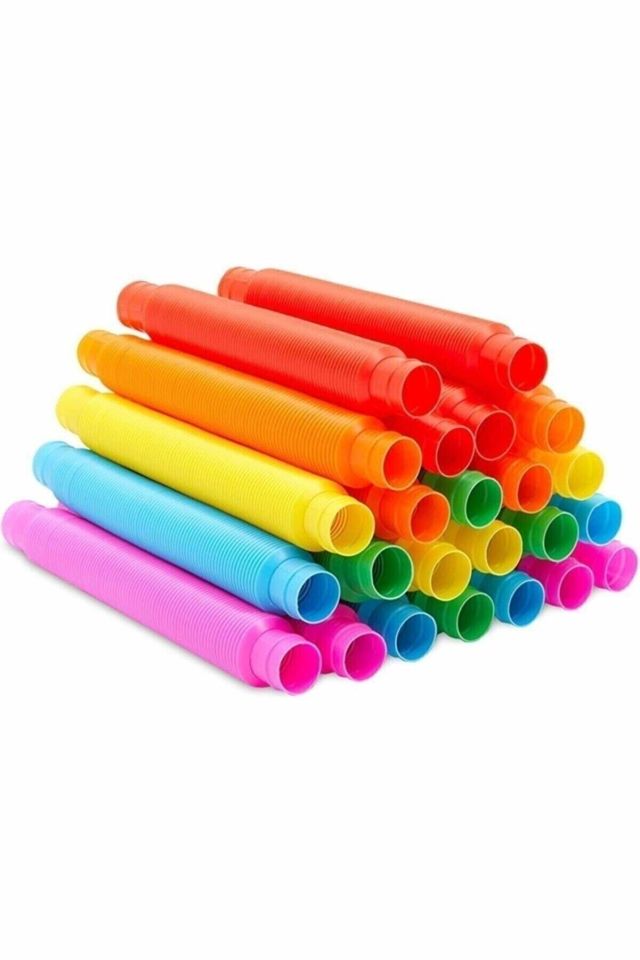 6'lı Uzayan Renkli Hortum Oyuncak Popit Stres Giderici Pop Tubes Eğlenceli Eğitici Oyuncak ( 6 Adet )