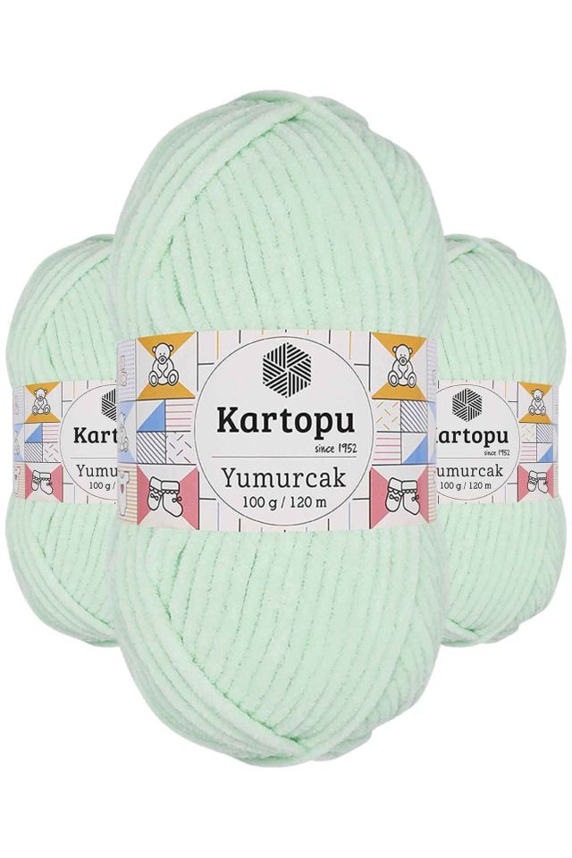 3 Adet Yumurcak Kadife El Örgü İpi Su Yeşili K560