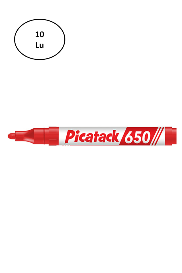 Picatack 650 Permanent Marker 1,5-3mm Yuv.Uç Kırmızı 10'lu