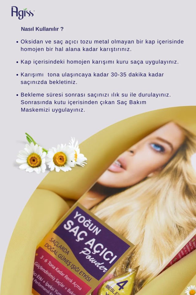 AGISS Love Colors Yoğun Saç Renk Açıcı Pudra - Oksidan Saç Rengi Açma Seti Toz Oryal