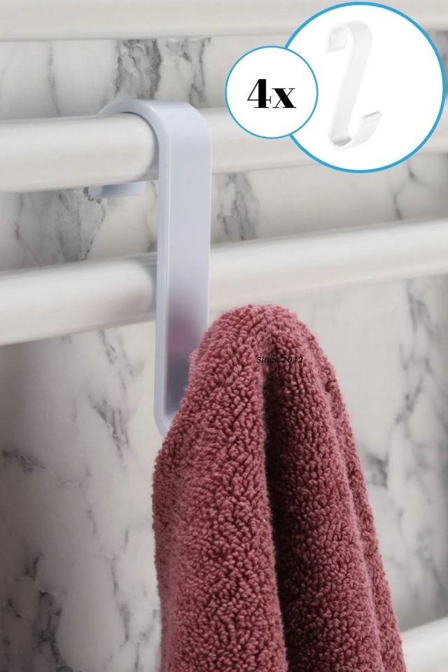 Havlupan Askılık 4'lü Bornoz Askılığı Çamaşır Havlupan Askı Aparatı Beyaz