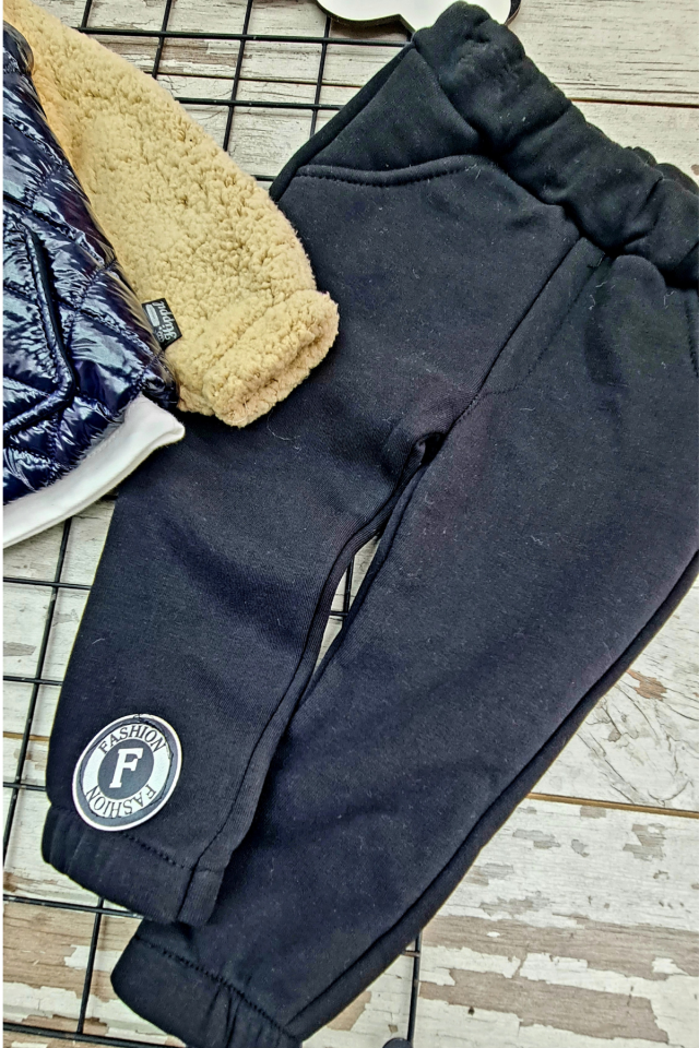 Erkek Bebek Montlu 3 Parça Çocuk Sweat Eşofman Takımı Mavi Set Mont+T-Shirt+Eşofman Altı