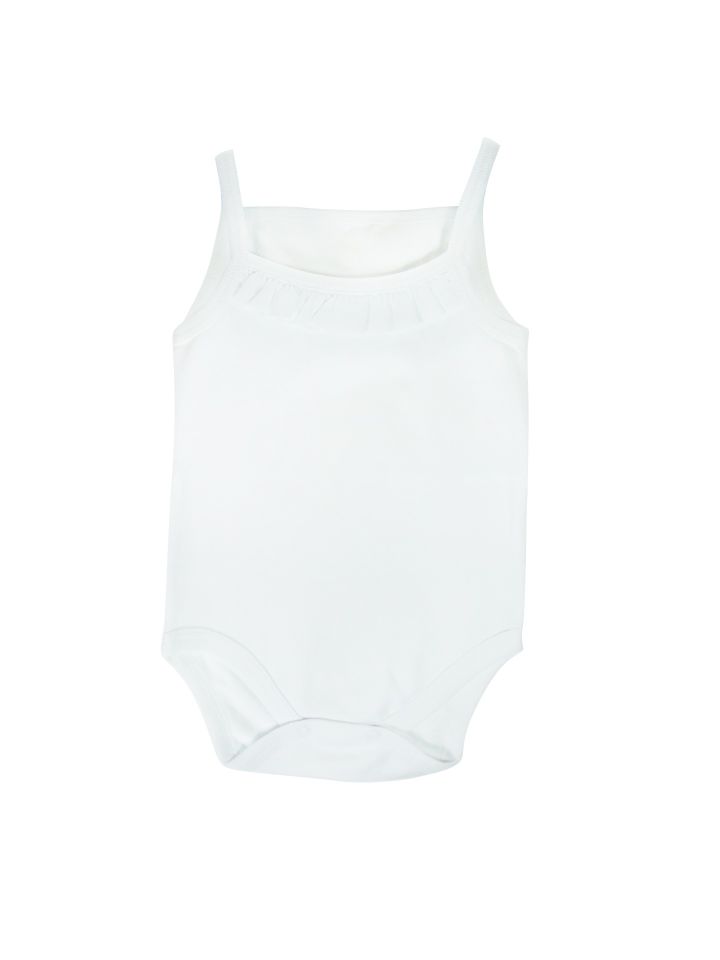 Sema Baby Penye ip Askılı Badi (Body) - Beyaz 3-6 Ay
