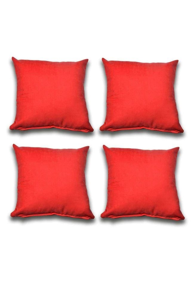 4 adet Süet Kırlent Minder Kılıfı 40X40cm Kırmızı