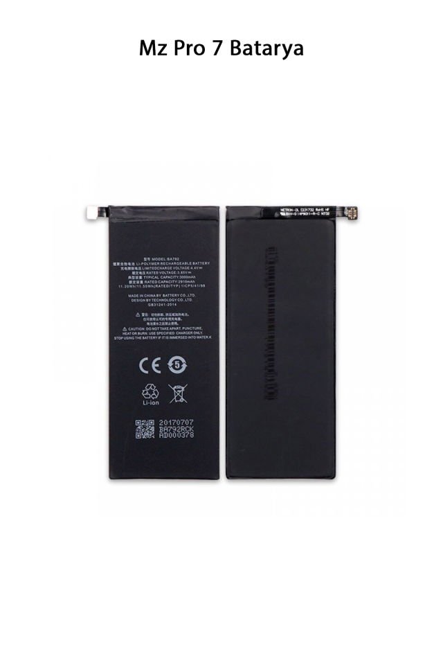 Meizu Pro 7 Telefonlarla Uyumlu Batarya 3000 mAh