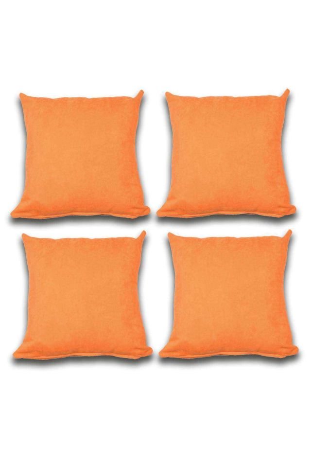 4 adet Süet Kırlent Minder Kılıfı 40X40cm Portakal