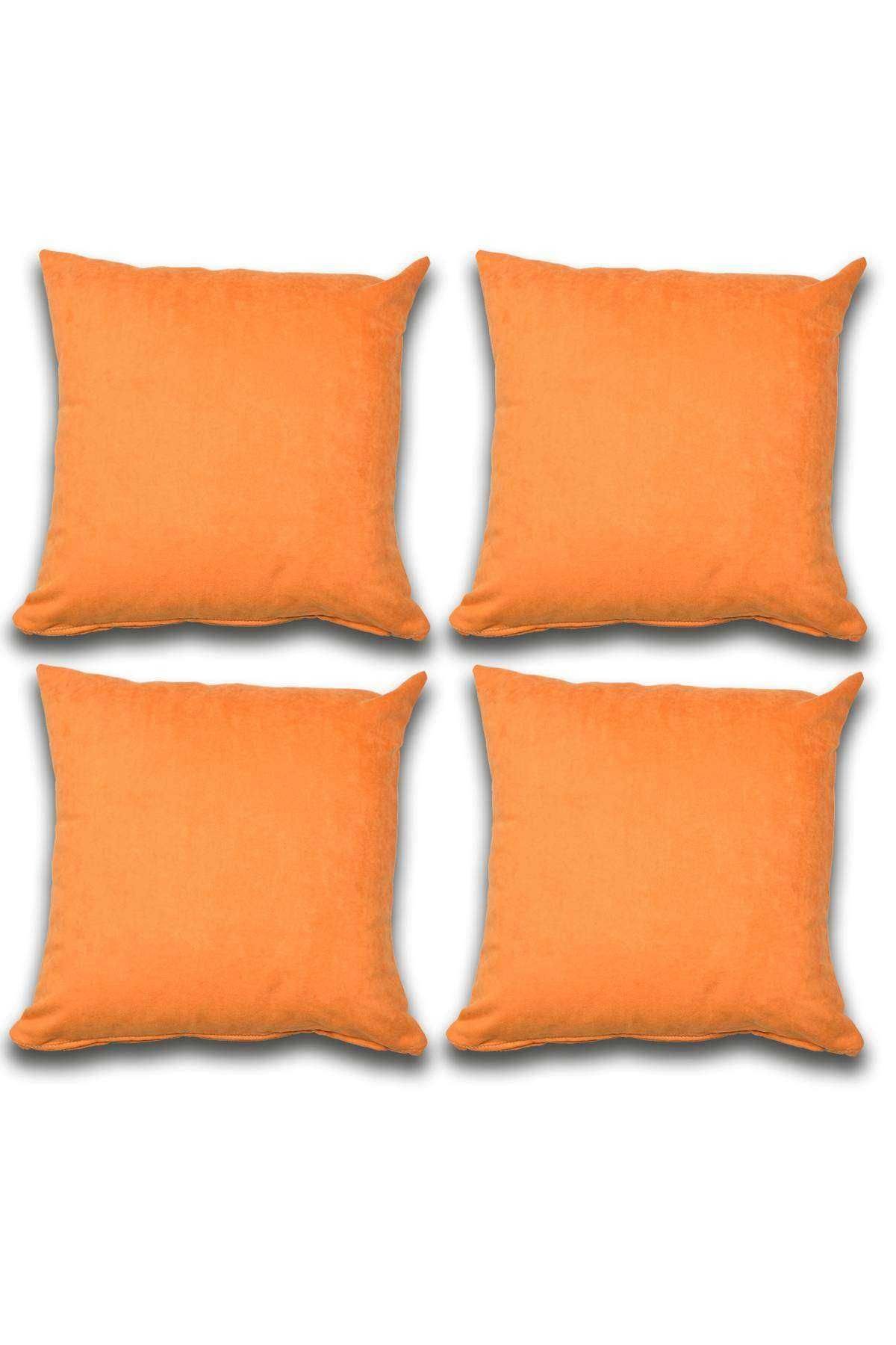 4 adet Süet Kırlent Minder Kılıfı 40X40cm Turuncu
