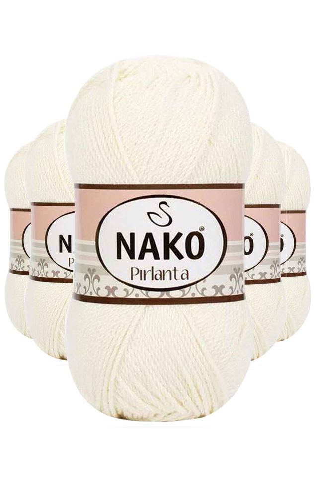 5 Adet Pırlanta Amigurumi El Örgü İpi Yünü Ekru 300