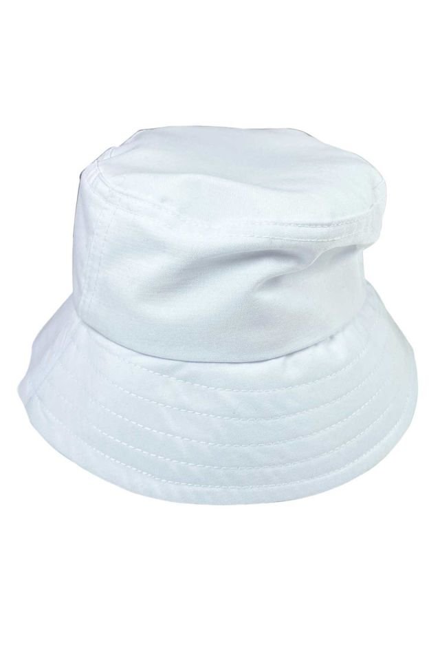 Unisex Kova Şapka Balıkçı Şapka Bucket Hat Beyaz