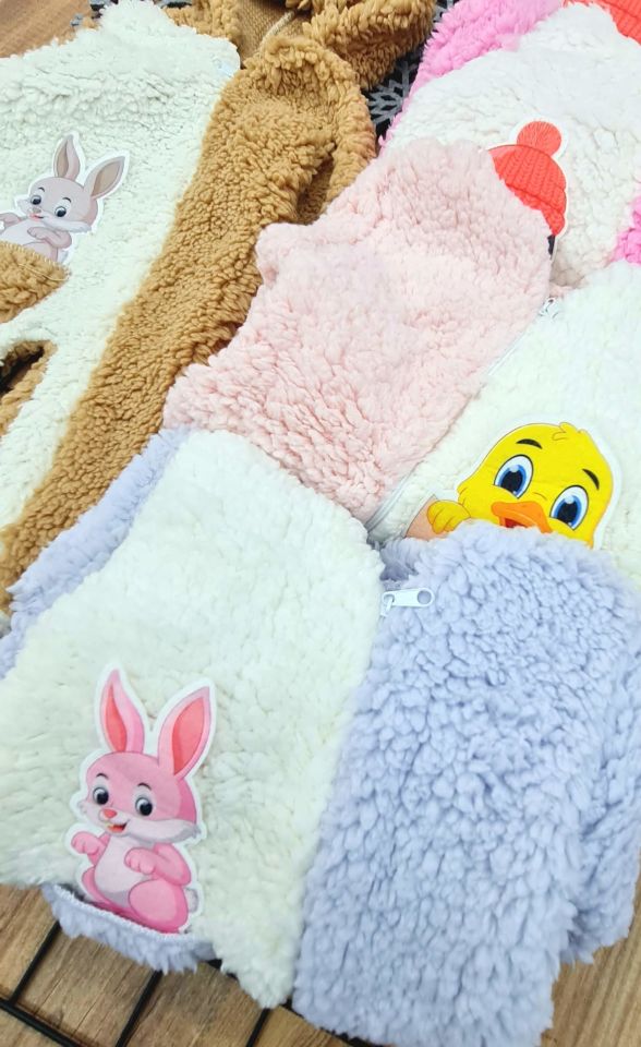 Lila Peluş Bebek Yeni Doğan Kışlık Uyku Tulumu Kapişonlu