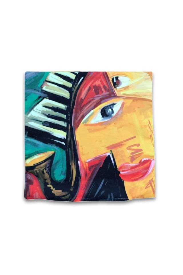 2 li Çift Taraf Baskı Petek Kumaş Kırlent Minder Kılıfı 43x43 S3