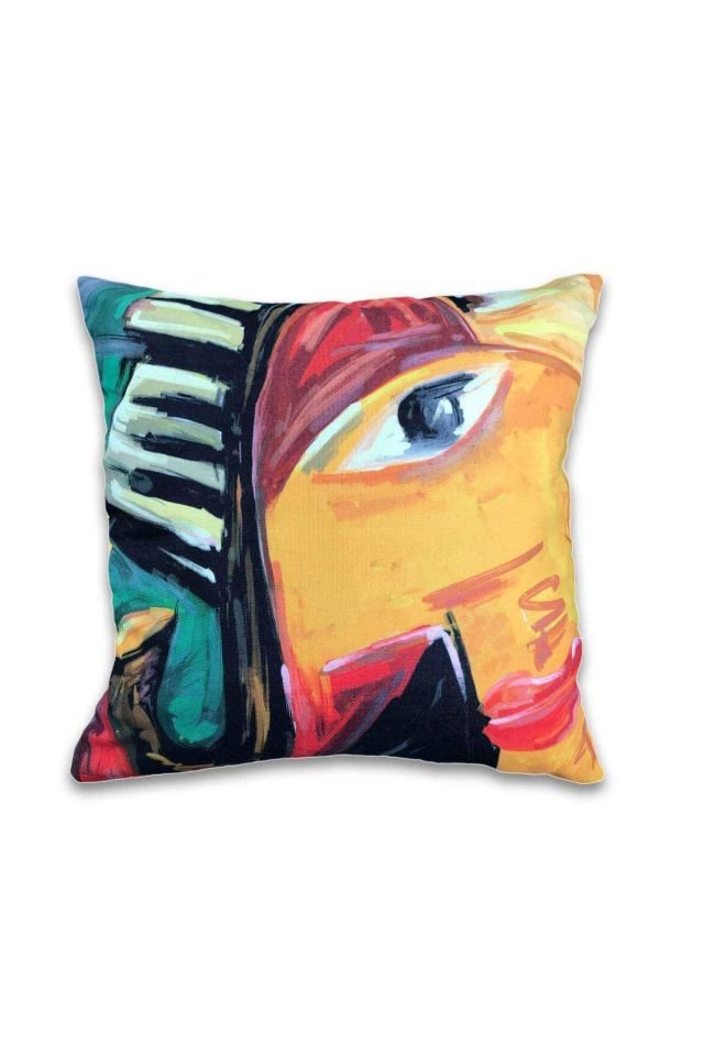 2 li Çift Taraf Baskı Petek Kumaş Kırlent Minder Kılıfı 43x43 S7