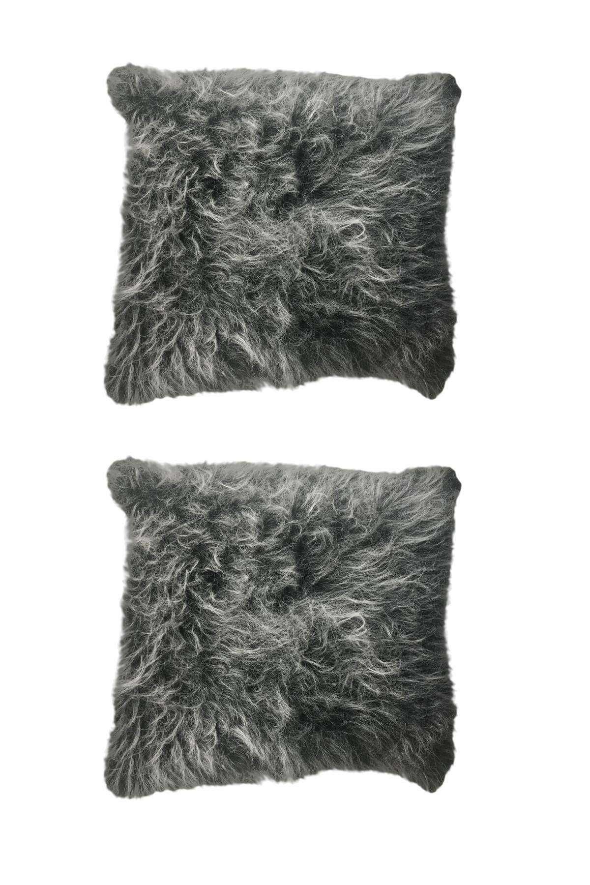 2 Adet Uzun Tüylü Peluş Lüks Salon Kırlent Minder Kılıf 52x52 S4