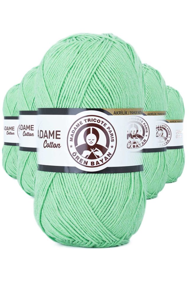 5 Adet Madame Cotton El Örgü İpi Yünü 100 gr 052 Fıstık Yeşili